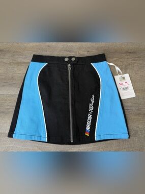 NWT Justice x NASCAR Girls Skort Size M 10 Blue Black Zip Front Built In Shorts